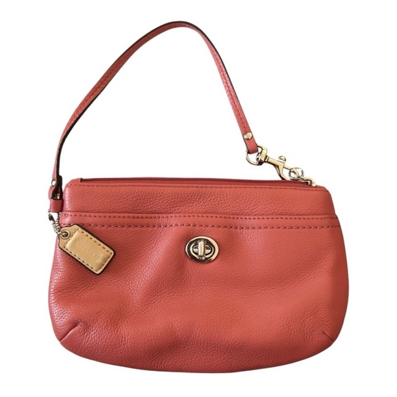Coach Handbags - Coach Park Salmon Leather Turnlock
Medium Wristlet w/mini hangtag (F49472)